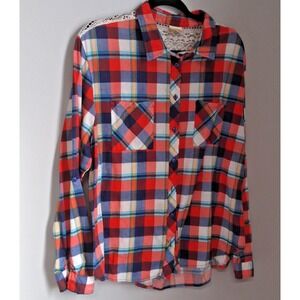 PASSPORT SIZE 3X FLANNEL TOP WITH LACE INLET